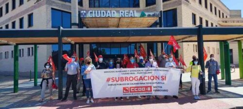 Movilizaciones de CCOO en las estaciones del AVE de CLM por mantenimiento del empleo del personal de Servicios Auxiliares y Atención al Cliente en Renfe