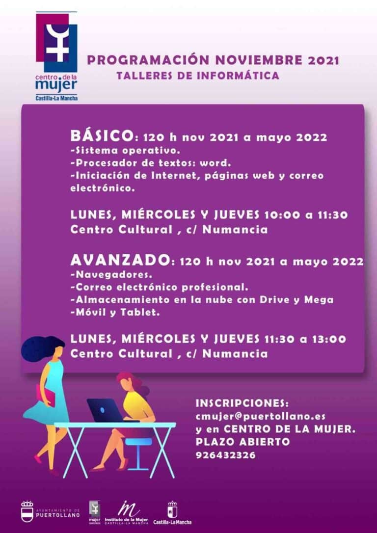 Abierta la inscripción para los talleres de informática básica y avanzada del Centro de la Mujer de Puertollano