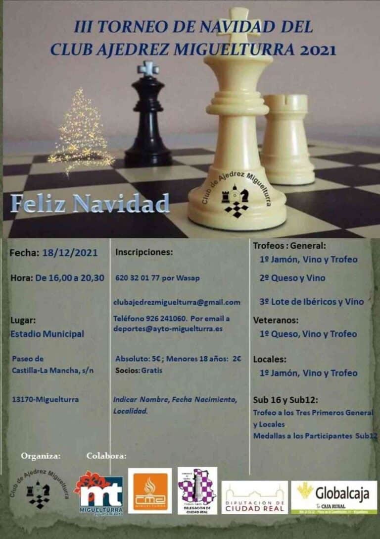 Abierto el plazo de inscripciones para el Torneo de Navidad del Club de Ajedrez de Miguelturra