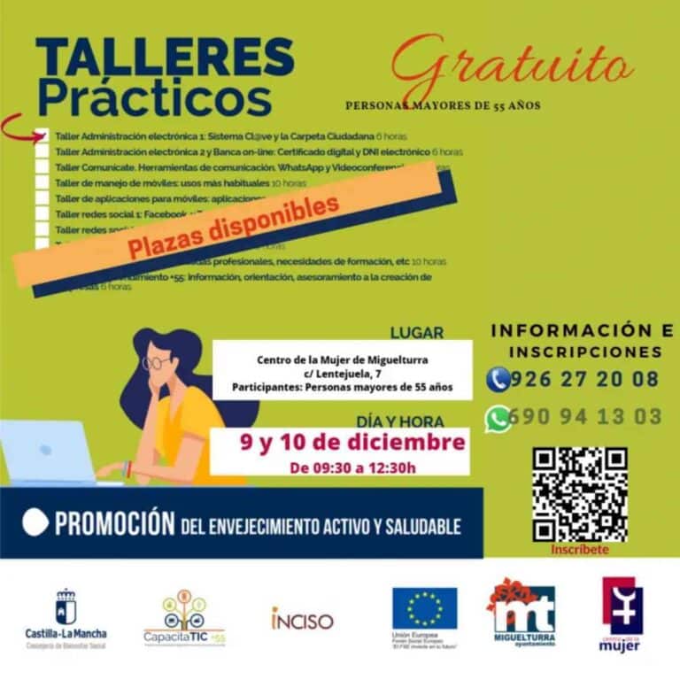 Plazo para participar en cursos gratuitos de nuevas tecnologías para mayores de 55 años de Miguelturra hasta el 7 de diciembre
