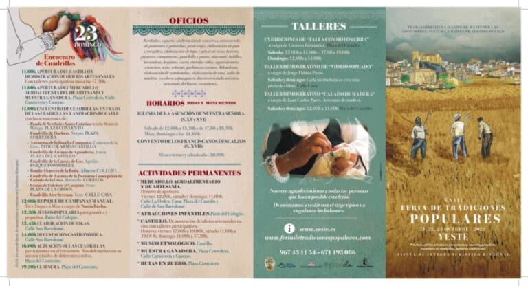 Invitan a todos a visitar Yeste y disfrutar de su Feria de Tradiciones Populares que se celebra del 21 al 23 de octubre