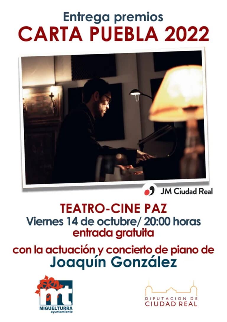 La gala de premiación del Certamen Carta Puebla 2022 será el 14 de octubre en el Teatro Cine Paz de Miguelturra con entrada libre