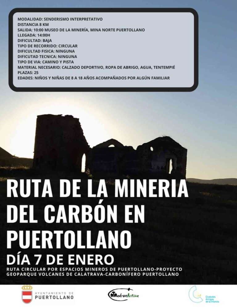 Ruta de senderismo de la minería del carbón de Puertollano el 7 de enero para niños y jóvenes de 8 a 18 años acompañados de algún familiar