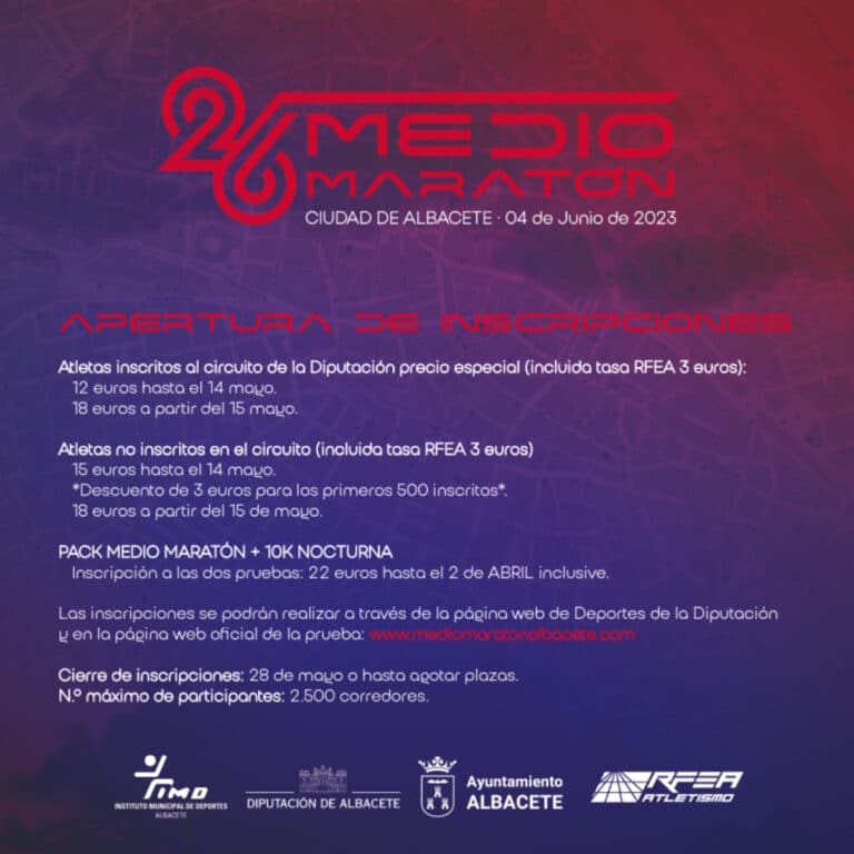 Ya puedes inscribirte para participar en el Medio Maratón y el Pack Media + 10K en Albacete ¡participa!