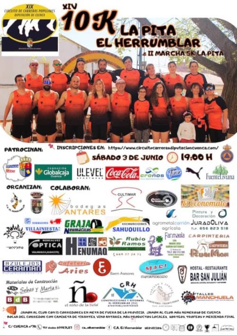 XIV 10K La Pita – II Marcha Andarina  5K el 3 de junio de 2023 a las 19:00 horas en El Herrumblar (Cuenca)