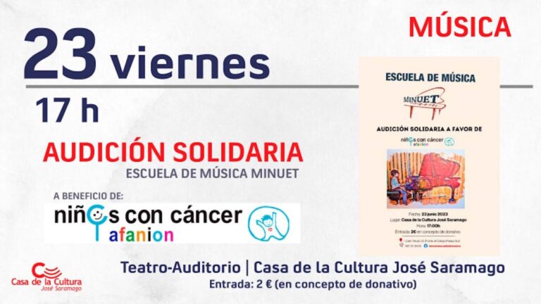Audición solidaria Escuela de Música Minuet a beneficio de AFANION el 23 de junio en la Casa de la Cultura José Saramago de Albacete