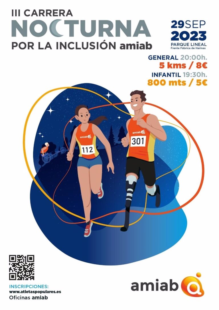 III Carrera Nocturna por la Inclusión de Amiab en Albacete, un evento inclusivo que promueve el deporte para todos.