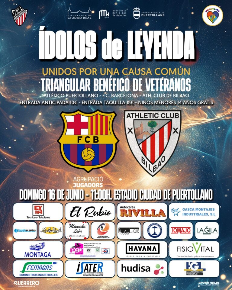 Éxito en Venta de Boletos para Torneo Triangular de Leyendas con Barcelona, Athletic y Atlético Puertollano