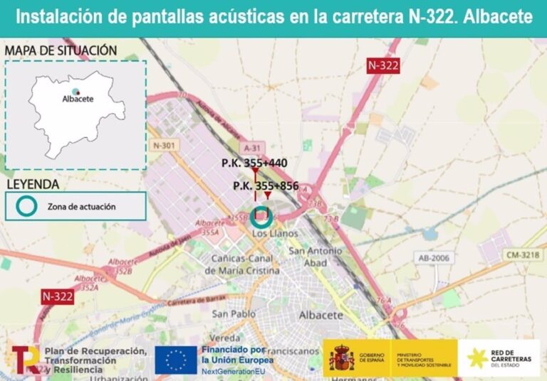 Transportes Invertirá 610.878 Euros en Obras para Mitigar el Ruido de la N-322 en Albacete