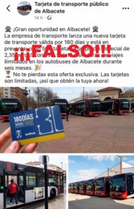 El Ayuntamiento de Albacete advierte sobre una estafa en redes sociales relacionada con un falso bono de autobús urbano