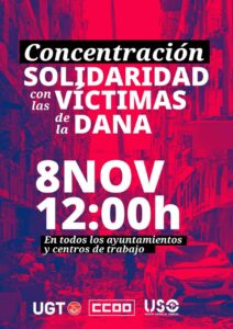 Sindicatos Convocan Concentración en Albacete en Solidaridad con los Afectados por la DANA