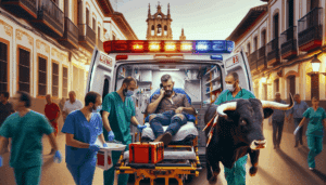 Traslado urgente al hospital de un hombre herido por asta de toro en una capea en Alcalá del Júcar, Albacete