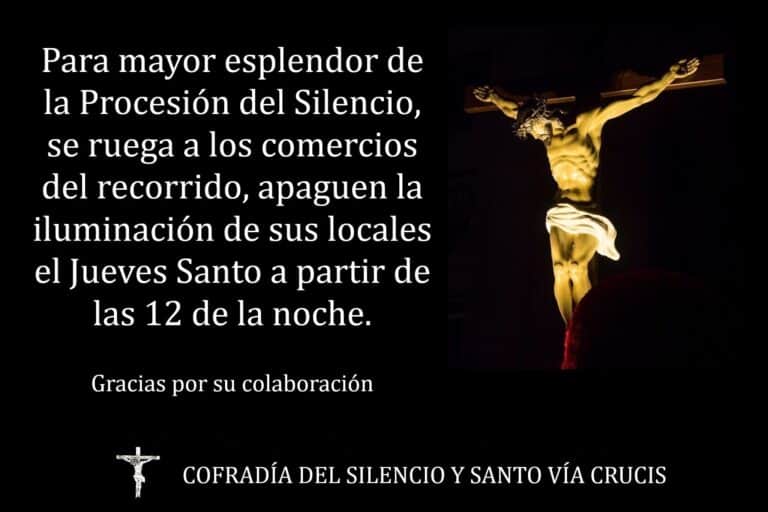 La Junta de Cofradías y la Cofradía del Silencio invitan al apagado de las luces de los escaparates en la noche de Jueves Santo