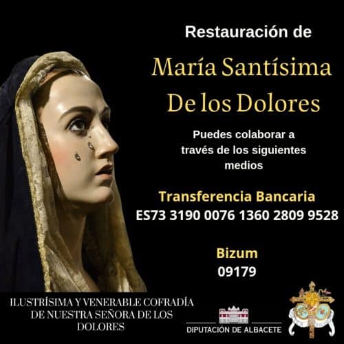 Ntra. Sra. de los Dolores será retirada del culto el próximo domingo para su restauración