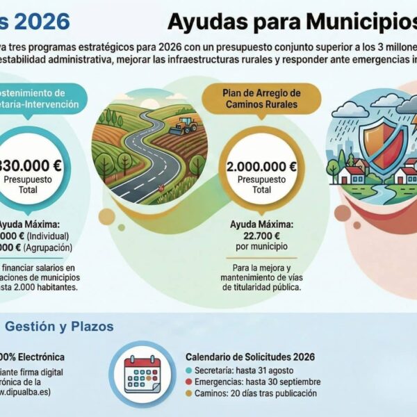 Diputación de Albacete impulsa la vida municipal con un paquete de ayudas de más de 3 millones de euros