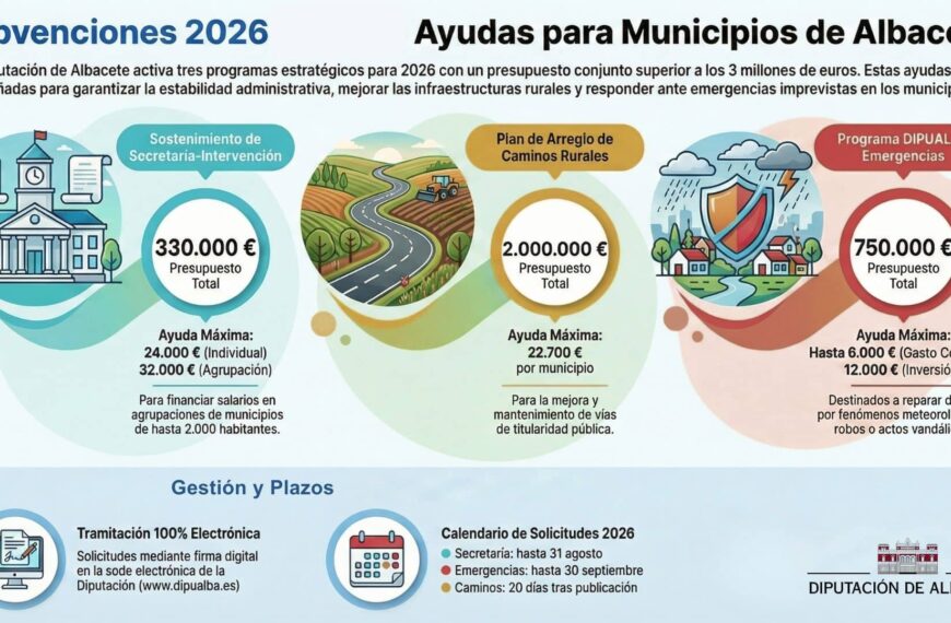 Diputación de Albacete impulsa la vida municipal con un paquete de ayudas de más de 3 millones de euros