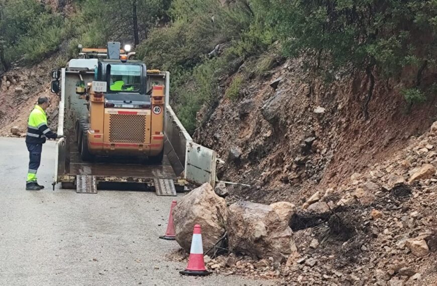 La Diputación de Albacete afronta cinco incidencias para restablecer la red provincial de carreteras tras los desprendimientos causados por el temporal