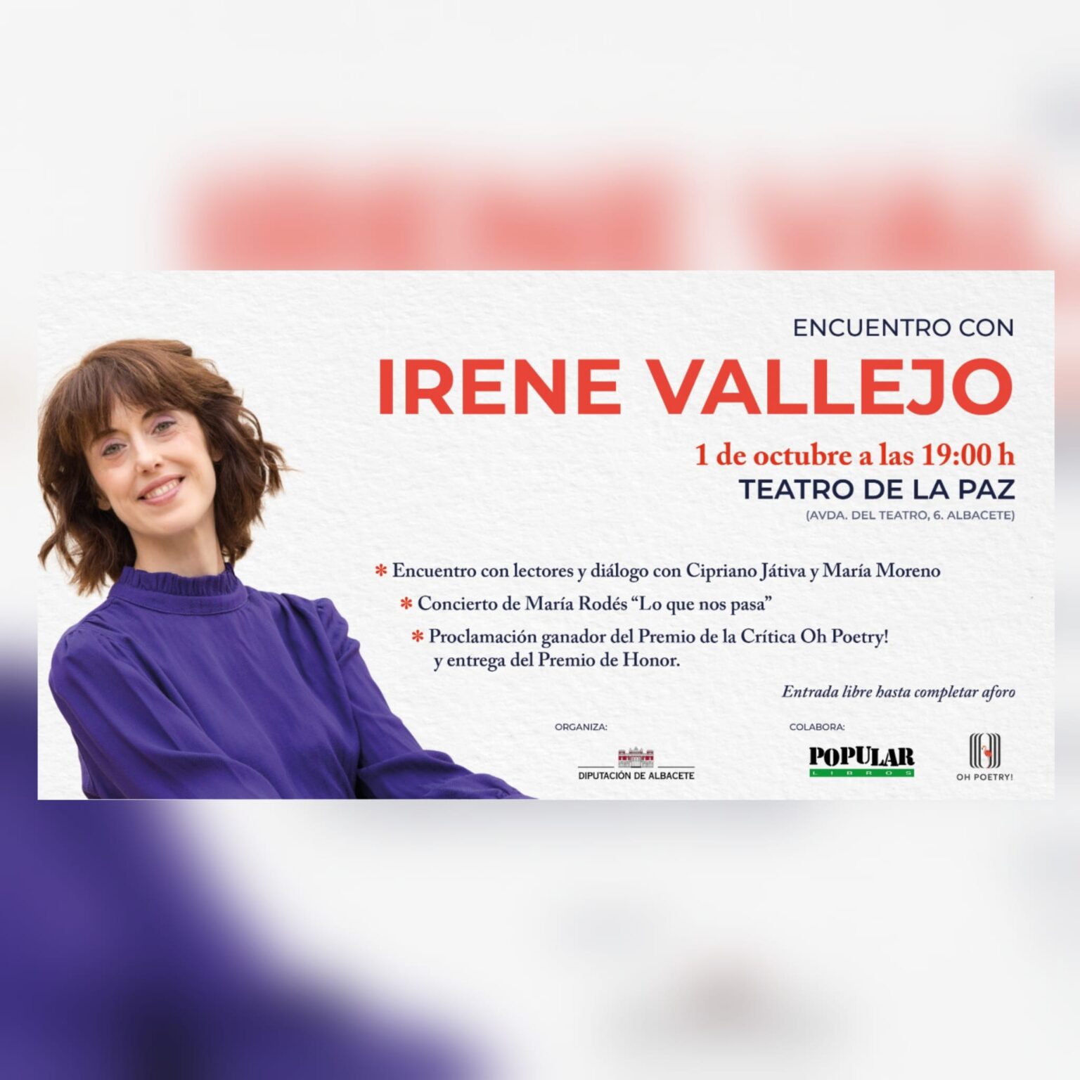 La Diputación de Albacete convoca a clubes de lectura con Irene Vallejo en el Teatro de la Paz